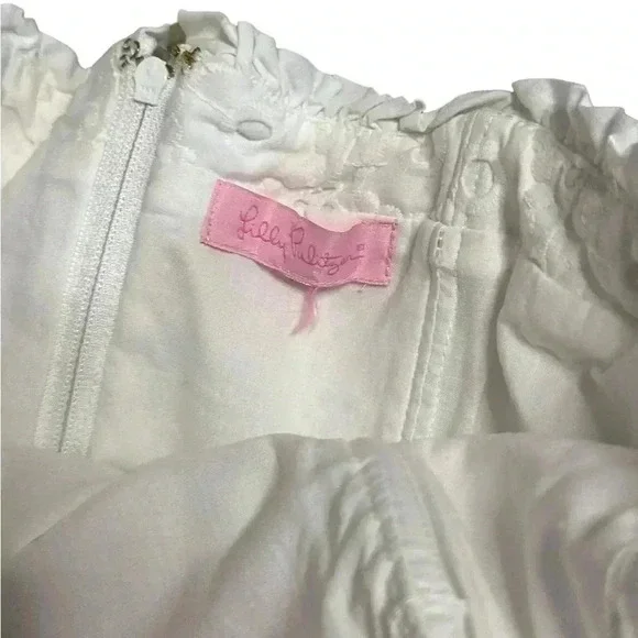 Lilly Pulitzer Womens White Eyelet Cotton Betsey Strapless Dress Sz 2 - Picture 4 of 8